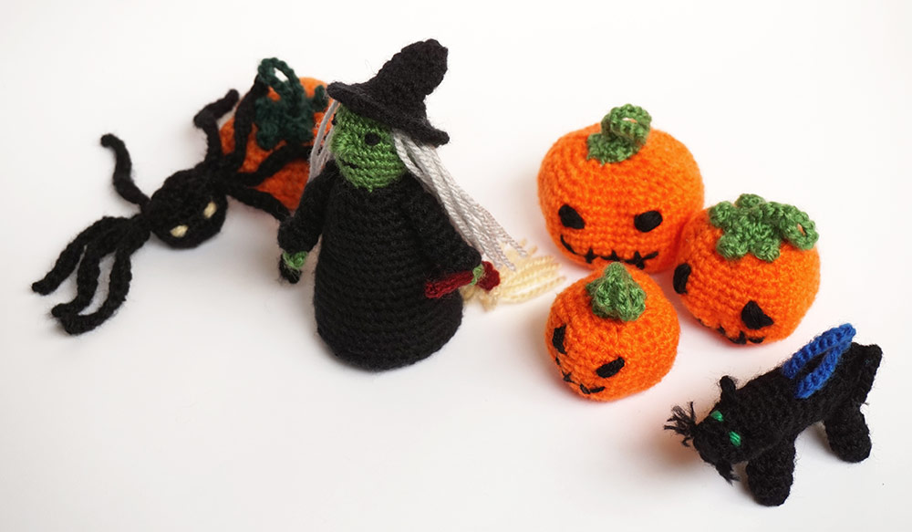 halloween amigurumi silayaya witch bruja pumpkin calabaza spider arana cat gato